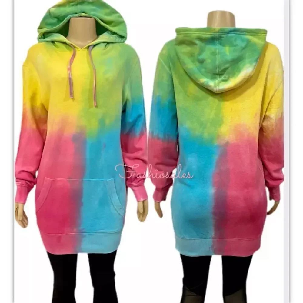 Victoria’s Secret Pink Spiritual Gangster Dress Hoodie Pullover Tie Dye Multicol - Picture 3 of 9